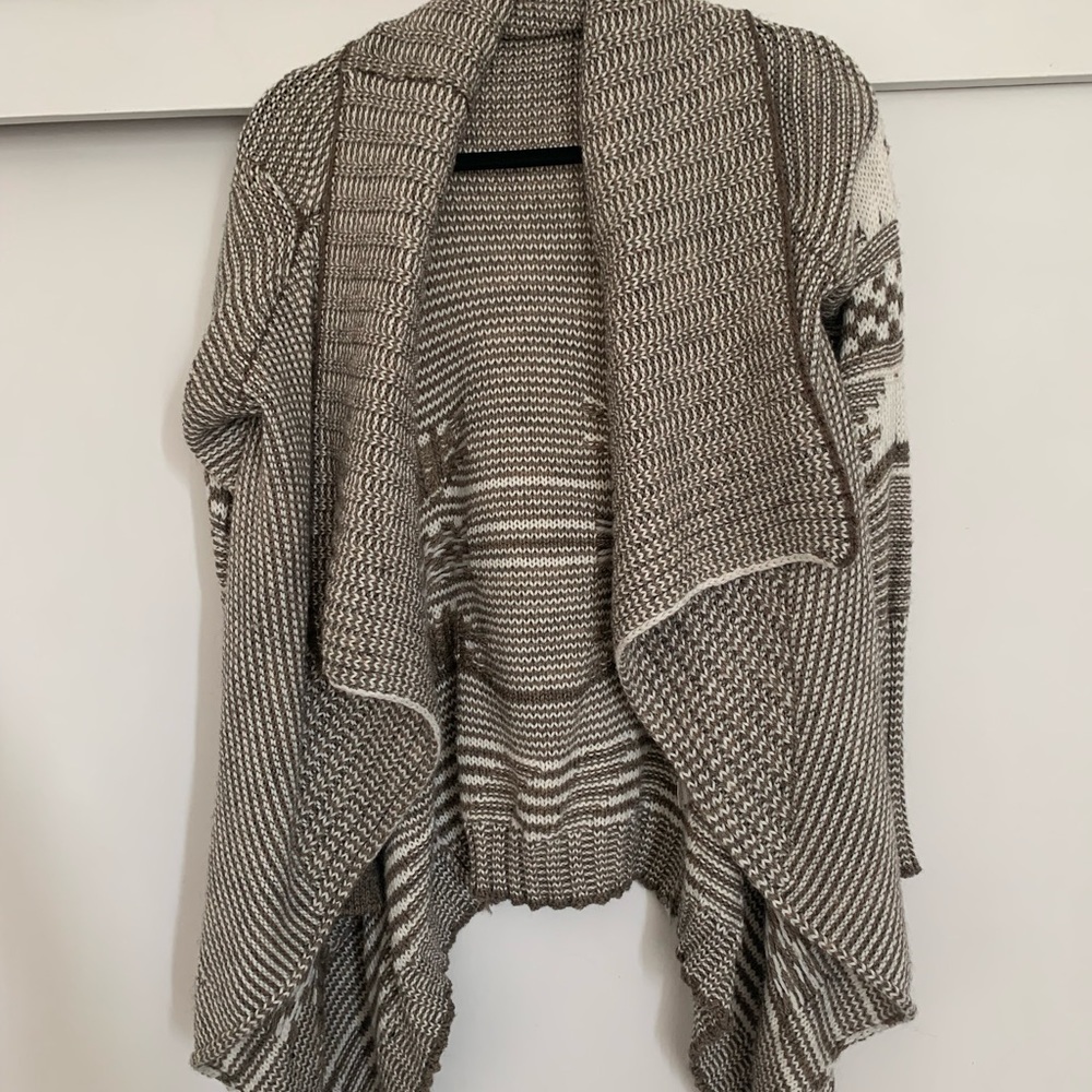 - - Debut Cardigan Sweater Tan White  Womens‎ Size S/M Cozy spring western boho